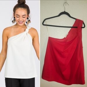 ❤️NWOT Entro "Feeling Knotty😘 One Shoulder Top" Red❤️ Sz Large❤️
